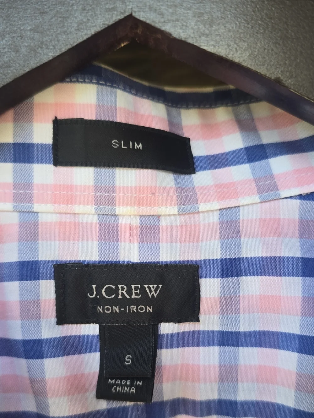 J.Crew No Iron Button Down Pink Blue Plaid Small